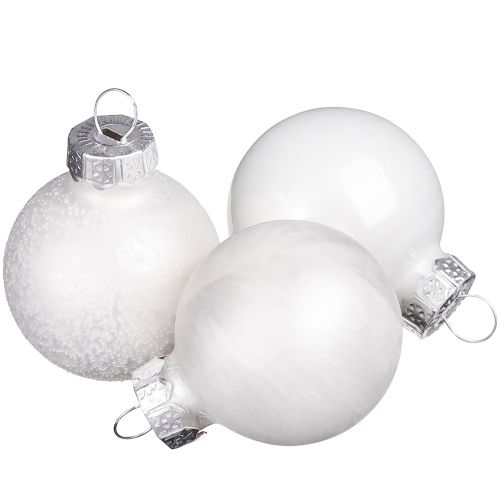 Mini boules de Noël en décoration hivernale blanche Ø3cm 22 pcs