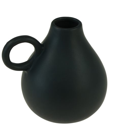 Article Mini vase en céramique anse noire décoration céramique H8,5cm