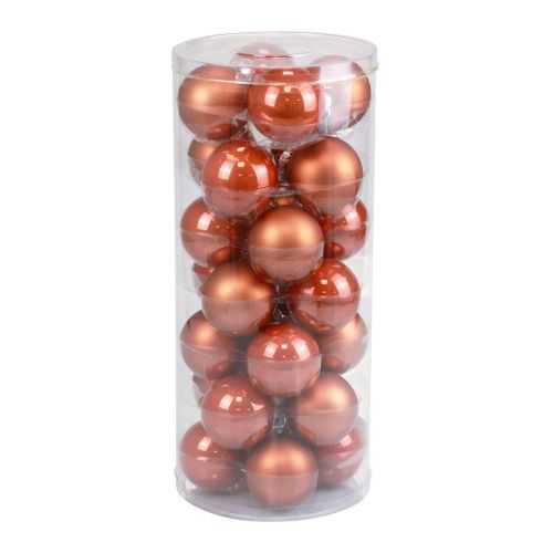 Article Mini boules de Noël en verre boules de verre rouge-marron Ø4cm 24 pcs