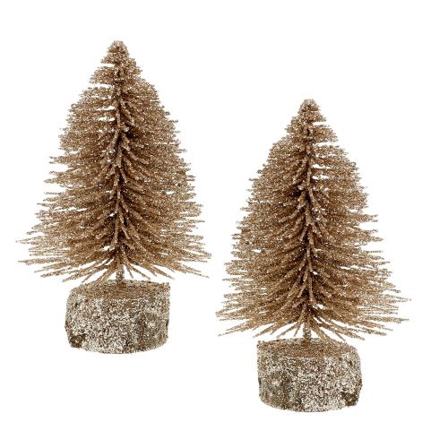 Mini sapin de Noël or avec paillettes 6pcs