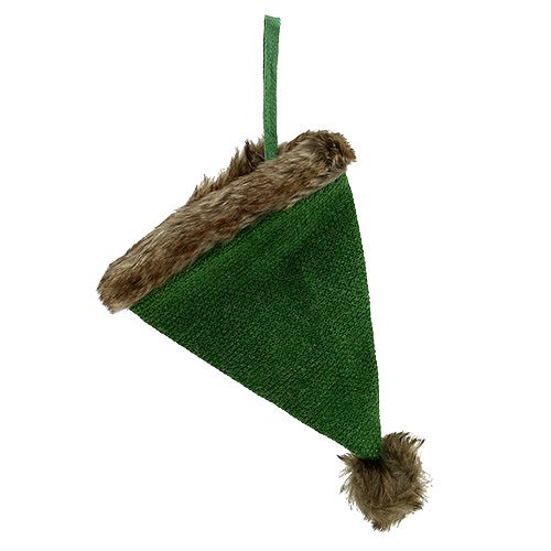 Bonnet avec bord de fourrure à suspendre Vert 28cm