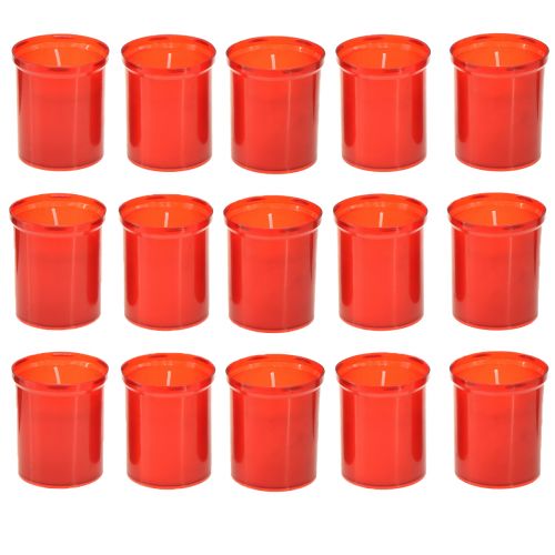 Article Recharge bougies pour lampes funéraires rouge H6,5cm 22h 15pcs