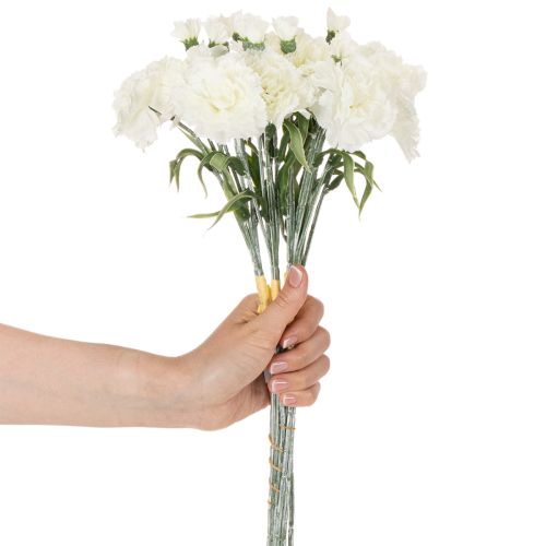 Article Bouquet de Œillets Artificiels Blancs - 4 Bottes - 40 cm