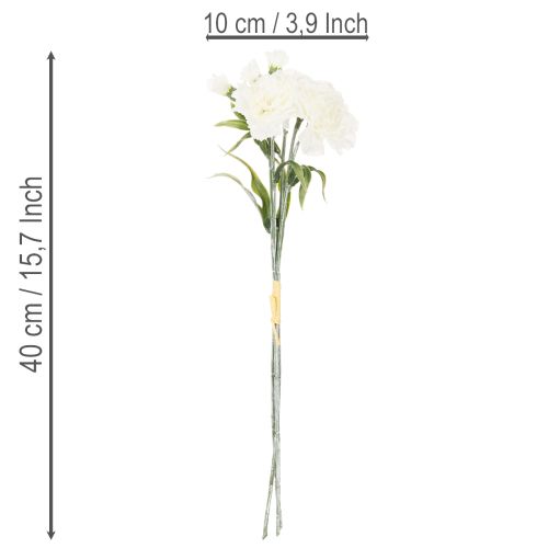 Article Bouquet de Œillets Artificiels Blancs - 4 Bottes - 40 cm
