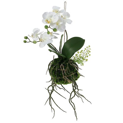 Orchidee artificielle phalaenopsis sur motte 35 cm - fleurs artificielles