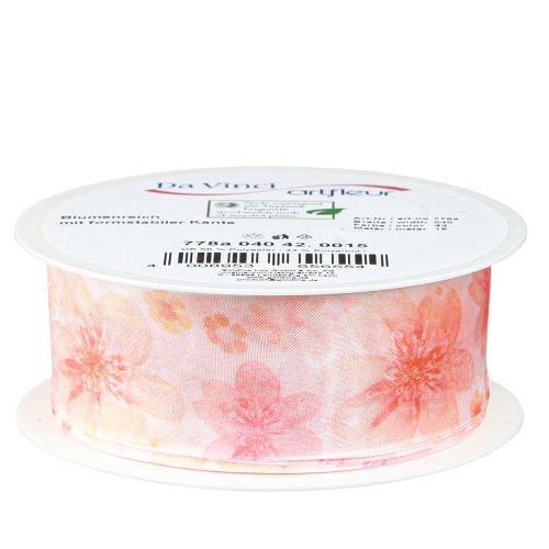 Article Ruban organza avec fleurs ruban cadeau abricot 40mm 15m