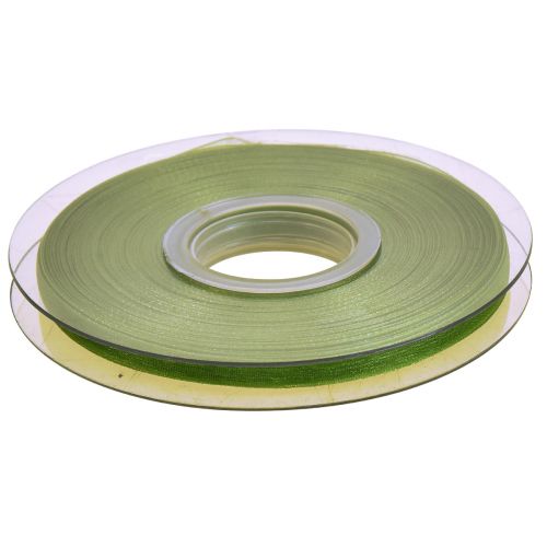 Article Ruban organza vert ruban cadeau bord tissé vert olive 6mm 50m