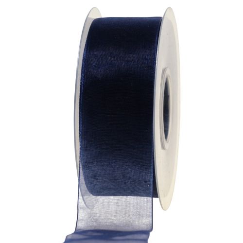 Floristik24 Ruban organza ruban cadeau bleu foncé ruban bleu lisière 40mm 50m