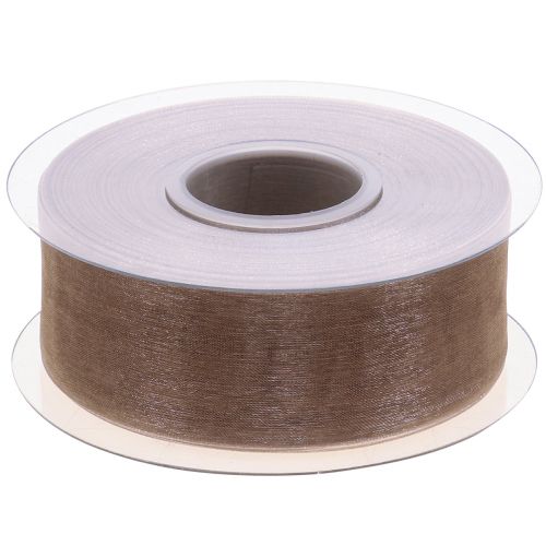 Article Ruban organza ruban cadeau beige ruban tissé bord taupe 40mm 50m