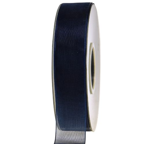 Floristik24 Ruban organza ruban cadeau bleu foncé ruban bleu lisière 25mm 50m