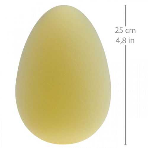 Article Oeuf de Pâques décoration oeuf plastique jaune clair floqué 25cm