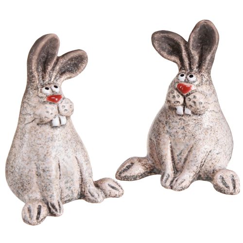 Lapin de Pâques Lapin Décoratif Amusant en Céramique Marron H7cm 6 pcs