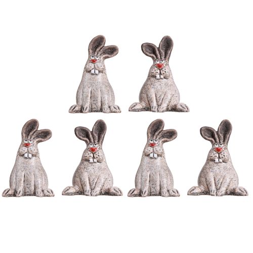 Article Lapin de Pâques Lapin Décoratif Amusant en Céramique Marron H7cm 6 pcs