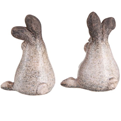 Article Lapin de Pâques Lapin Décoratif Amusant en Céramique Marron H7cm 6 pcs