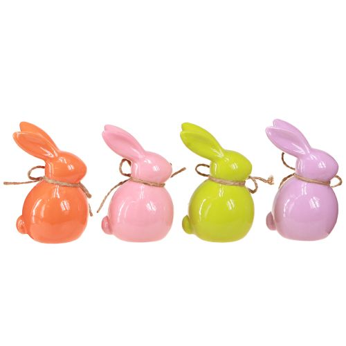 Article Lapins de Pâques lapins décoratifs en céramique colorés 5,5×6×9,5cm 4 pcs