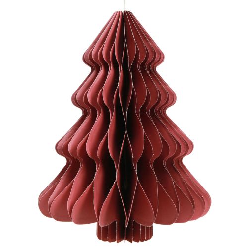 Article Sapin de Noël en papier à suspendre Bordeaux H40cm 2pcs