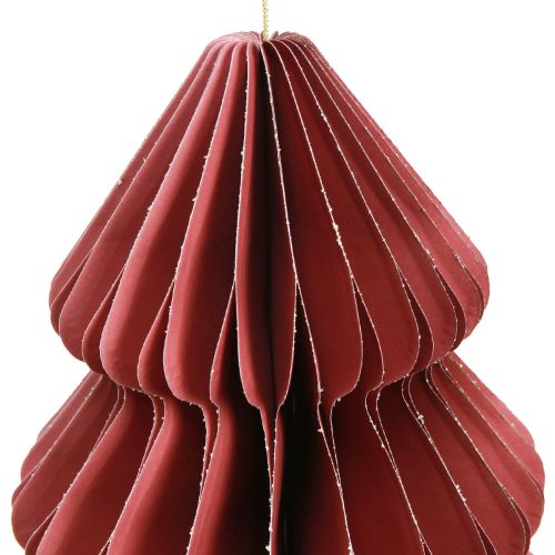 Article Sapin de Noël en papier à suspendre Bordeaux H40cm 2pcs