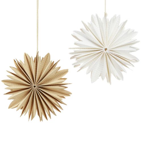 Floristik24 Étoiles en papier pour décorations d&#39;arbre suspendues blanc naturel 16cm 6 pcs