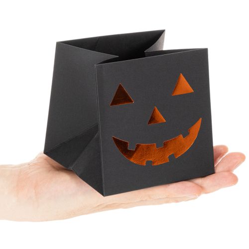 Article Pochettes en papier Halloween motif citrouille 10,5 cm noir et orange lot de 6