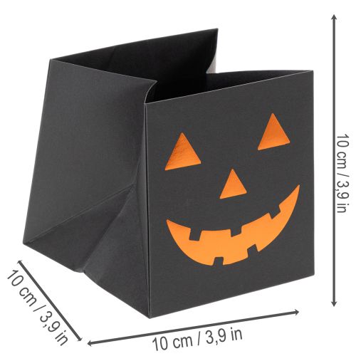 Article Pochettes en papier Halloween motif citrouille 10,5 cm noir et orange lot de 6