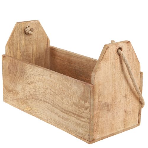 Article Jardinière en bois naturel jute avec anse 35x16x21,5cm