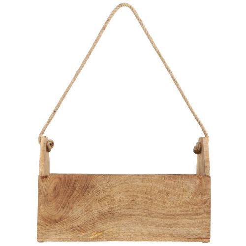 Article Jardinière en bois naturel jute avec anse 35x16x21,5cm