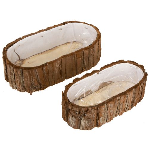 Bol à plantes ovale écorce naturelle 30,5×15cm / 24×11cm lot de 2