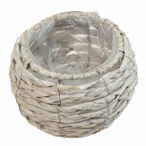 Article Panier à plantes pot de fleurs rustique blanc lavé Ø17cm H11cm