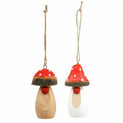 Floristik24 Champignon à suspendre en bois blanc, marron assorti 6,5/8cm 8 pcs