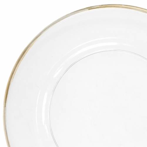 Assiette décorative bord doré plastique transparent  Ø33cm-68365