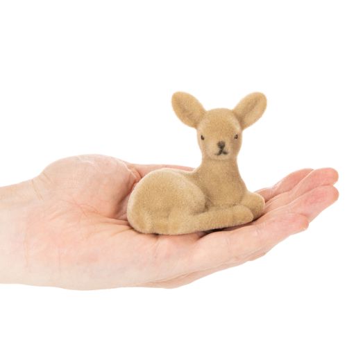 Article Figurine faon couché en plastique pour décoration intérieure, 8 cm, lot de 6