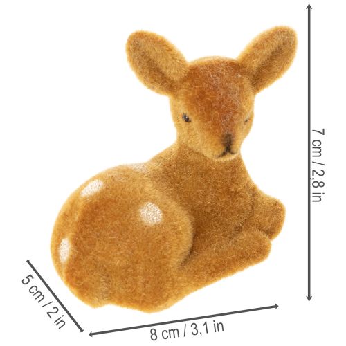 Article Figurine faon couché en plastique pour décoration intérieure, 8 cm, lot de 6