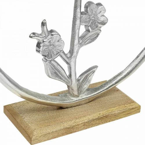 Article Décoration de table printemps, anneau décoratif déco oiseau argenté H32,5cm