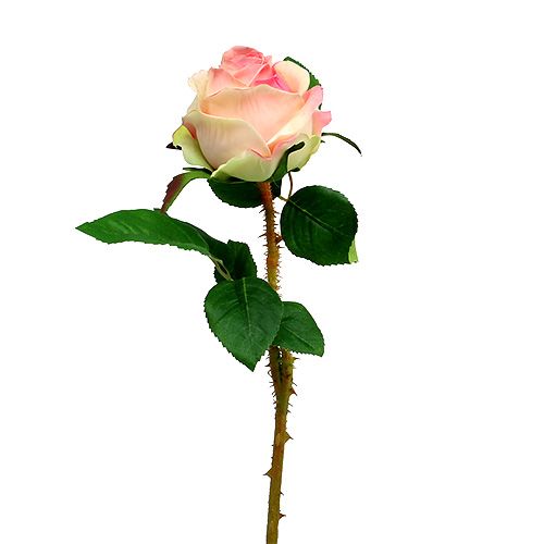 Rose artificielle rose crème Ø9cm L45cm 1p