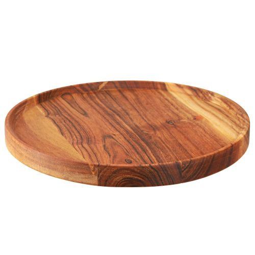 Floristik24 Plateau rond en bois d&#39;acacia huilé naturel Ø30cm H2,5cm