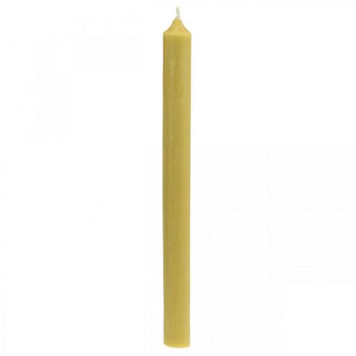 Bougies rustiques bougies en bâton hautes de couleur unie jaune 350/28mm 4 pièces