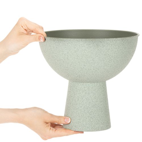 Article Coupe décorative sur pied pour plantes 25 cm effet granit vert gris