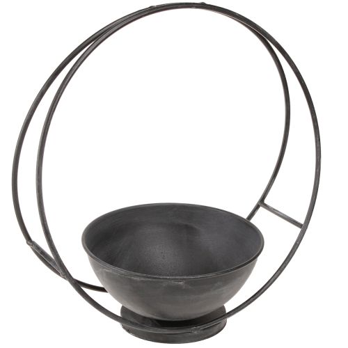 Bol avec pied anneau décoratif métal anthracite H29cm 2pcs