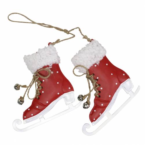 Floristik24 Décorations pour sapin de Noël patins à glace à suspendre rouge, blanc 10,5 × 10cm