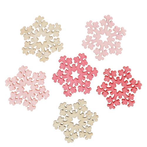 Mélange de flocons de neige rose, rose, naturel Ø2cm 144 pcs