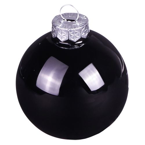 Article Boules de Noël noires boules d&#39;arbre en verre Ø6cm 24 pcs