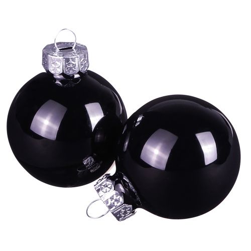 Boules de Noël noires en verre mini brillant Ø3cm 22 pcs