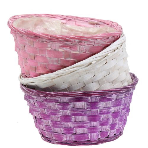 Floristik24 Bol à chips rond violet/blanc/rose Ø19cm 8 pcs