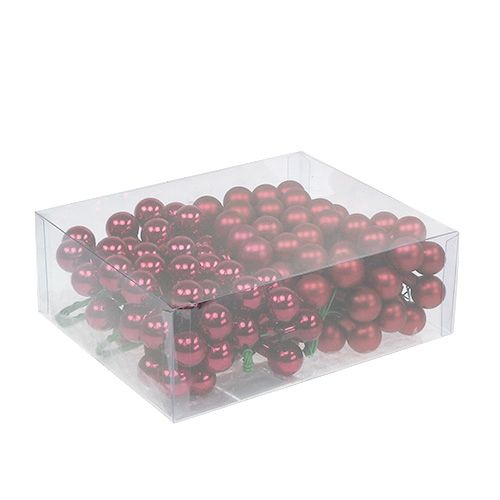 Article Mini boule de Noël rouge, baies miroir en verre rose Ø20mm 140 pcs