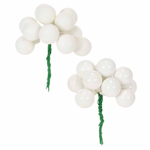 Article Mini boules décoratives en verre blanc sur fil, 25 mm, 140 pièces