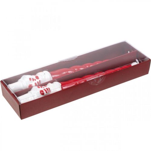 Article Bougie conique bonhomme de neige Noël rouge 26cm 2pcs