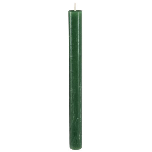 Floristik24 Bougies coniques, bougies unies, vert foncé, 21×240mm, 12 pièces