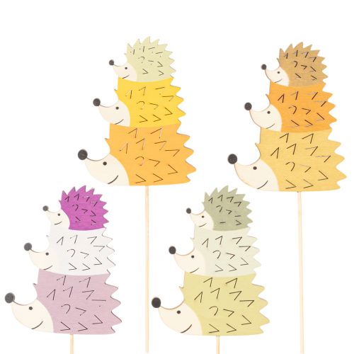 Article Dessus en bois décoratif Hérissons colorés 34 cm Lot de 12