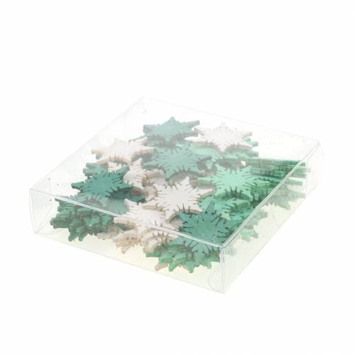 Article Décoration à disperser étoile de Noël vert, blanc assorti 4cm 72 pcs