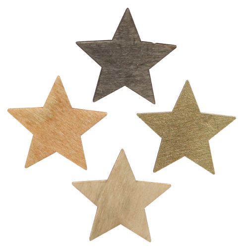 Étoiles à disperser décoration en bois Noël Ø4cm 72 pcs